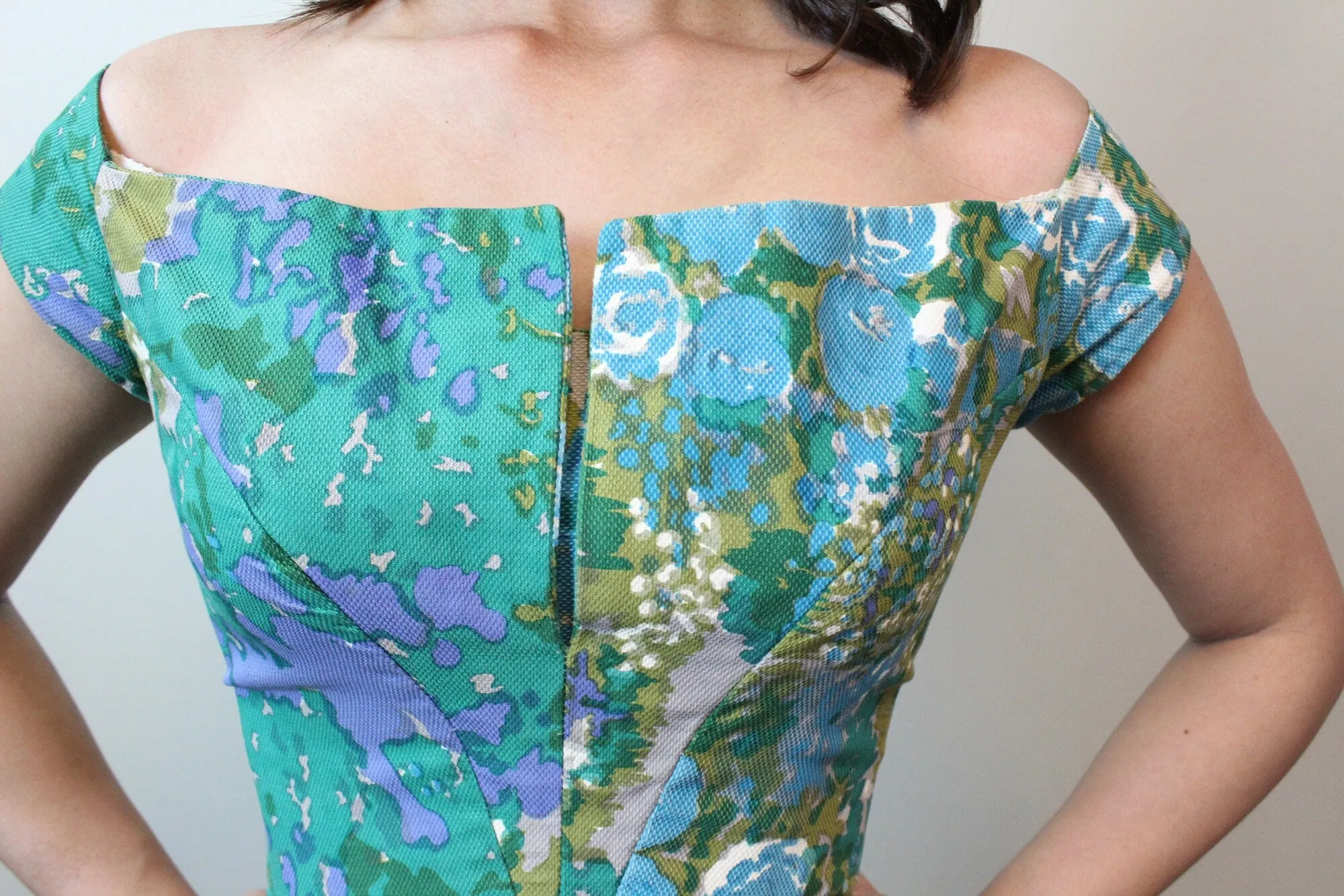 1950s ROBERT MORTON pique off shoulder dress xs | new spring
