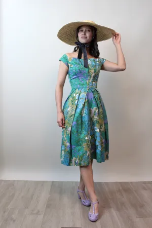 1950s ROBERT MORTON pique off shoulder dress xs | new spring