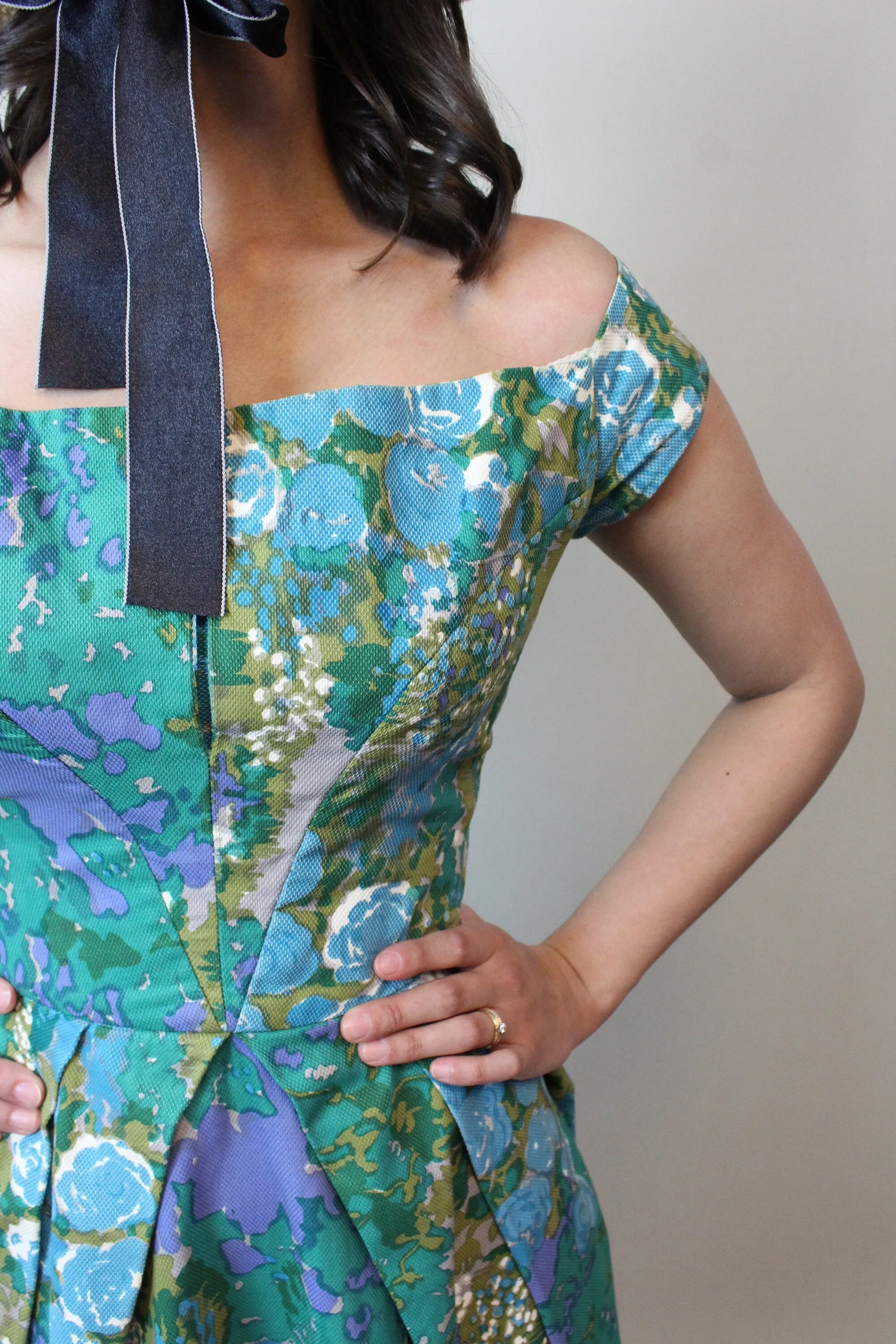 1950s ROBERT MORTON pique off shoulder dress xs | new spring