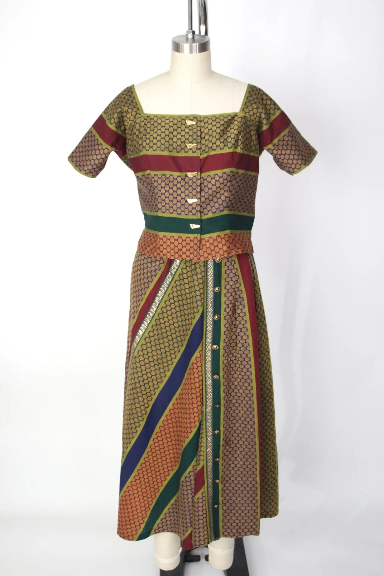 1950s Tina Leser Original Jacquard Skirt Set