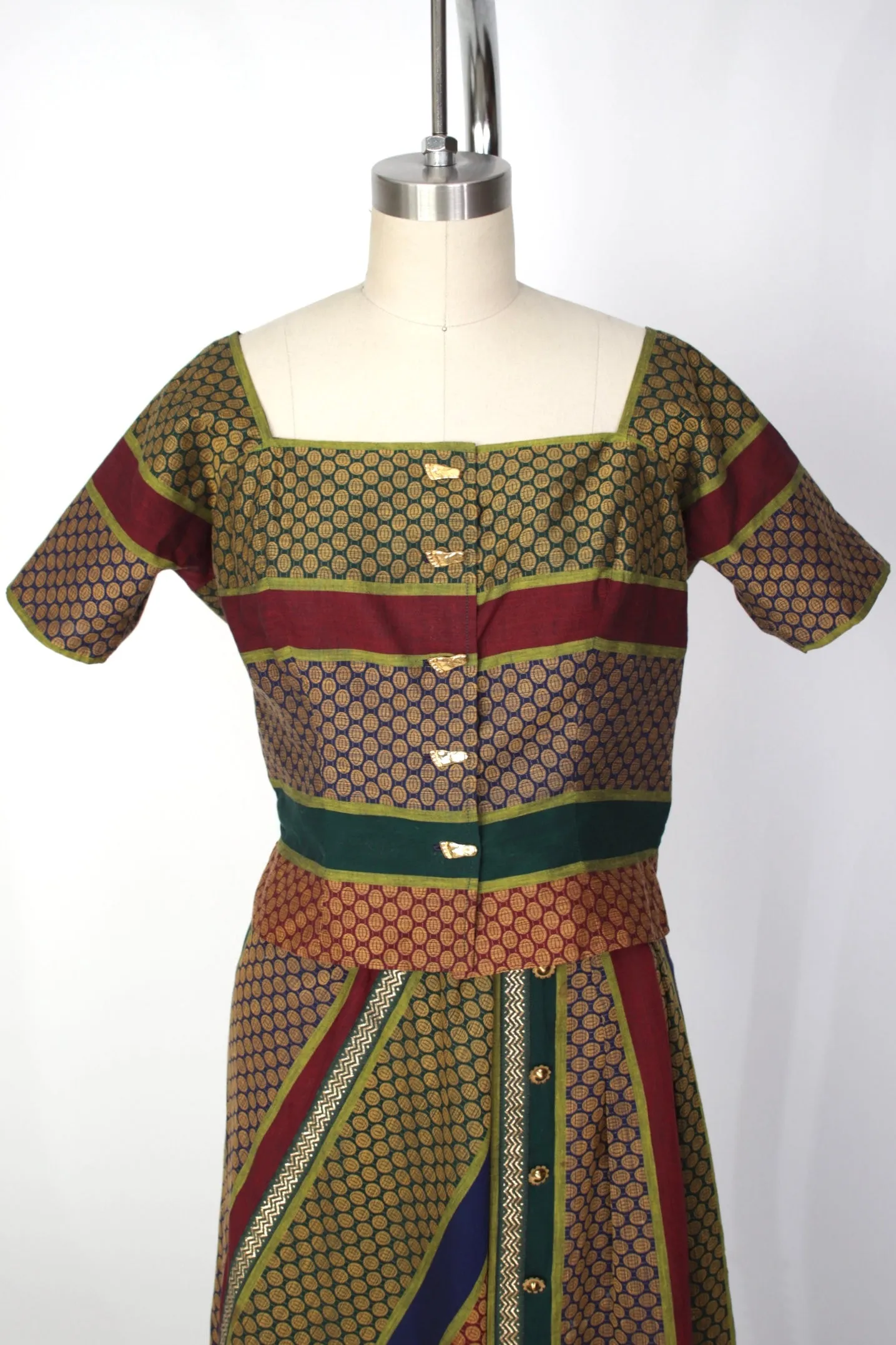 1950s Tina Leser Original Jacquard Skirt Set