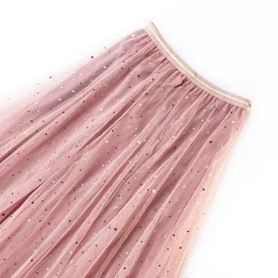 2019 New Tulle Skirts For Women Fashion Shining Star Mesh Tutu Skirt