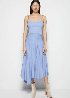 Arianna Ribbed Pleated Skirt with Chain (Periwinkle)