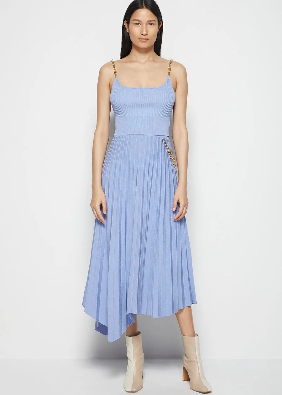 Arianna Ribbed Pleated Skirt with Chain (Periwinkle)