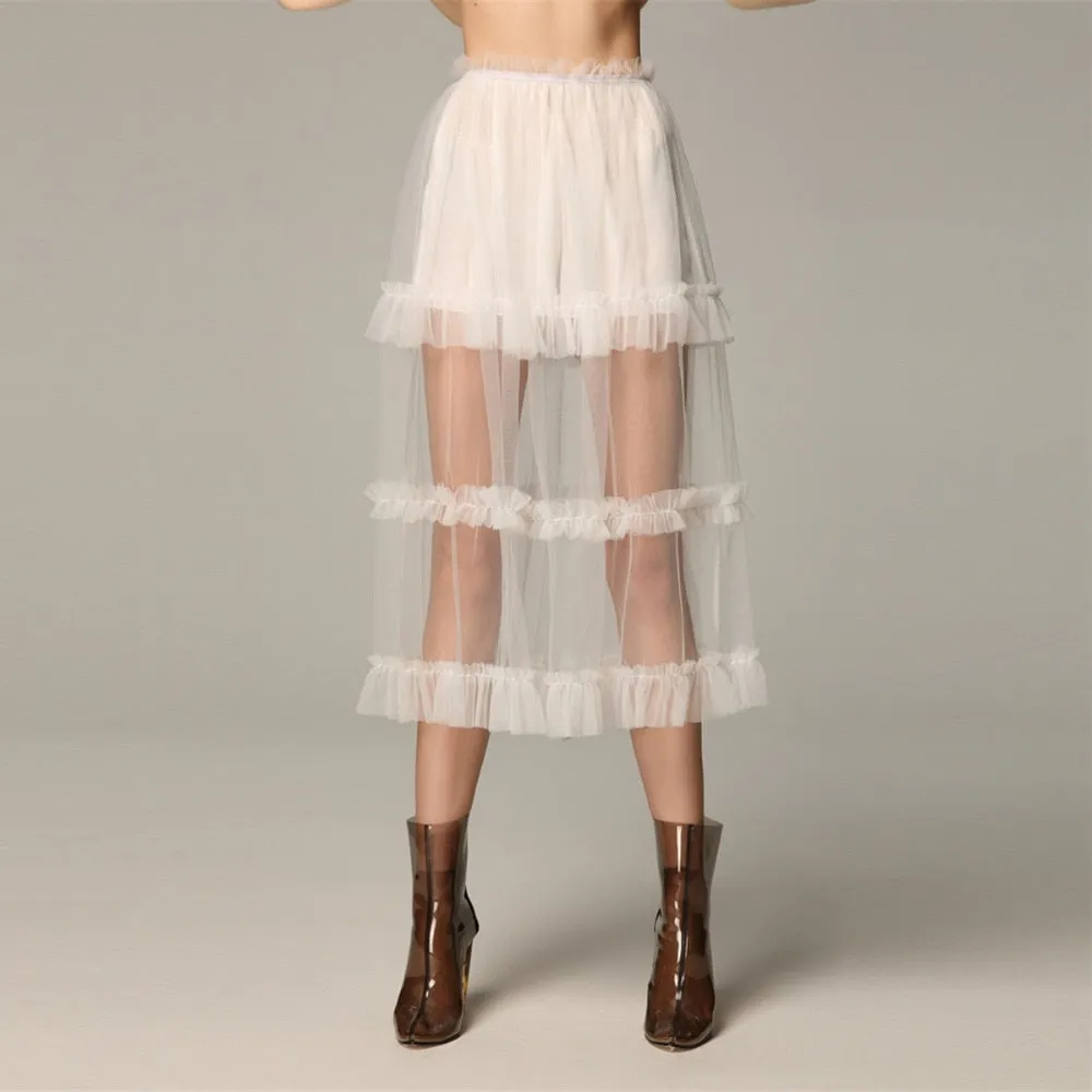 Aurelia Lace and Tulle Midi Skirt