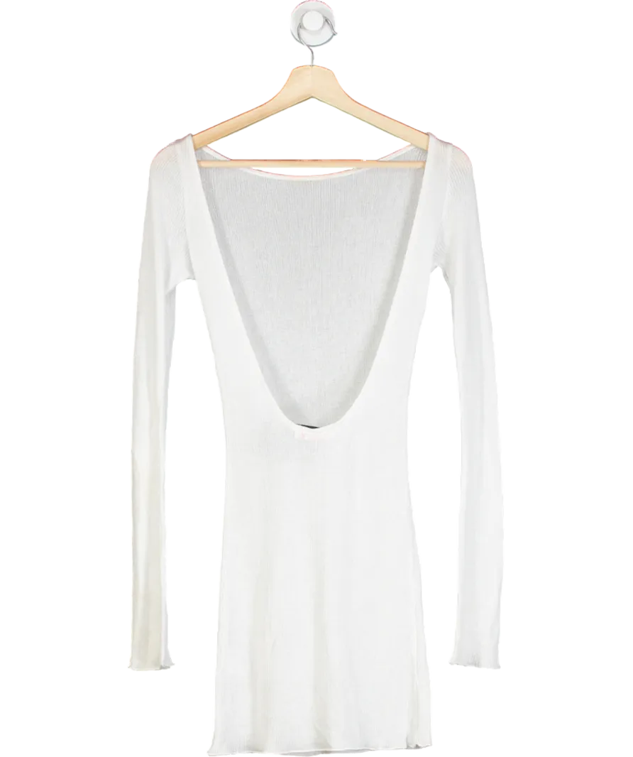 Bayse White Long Sleeve Backless Dress UK 6