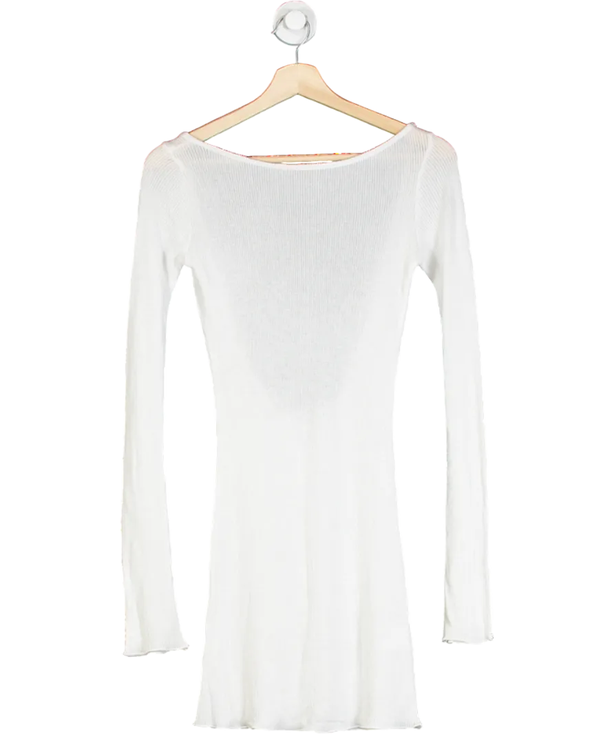 Bayse White Long Sleeve Backless Dress UK 6