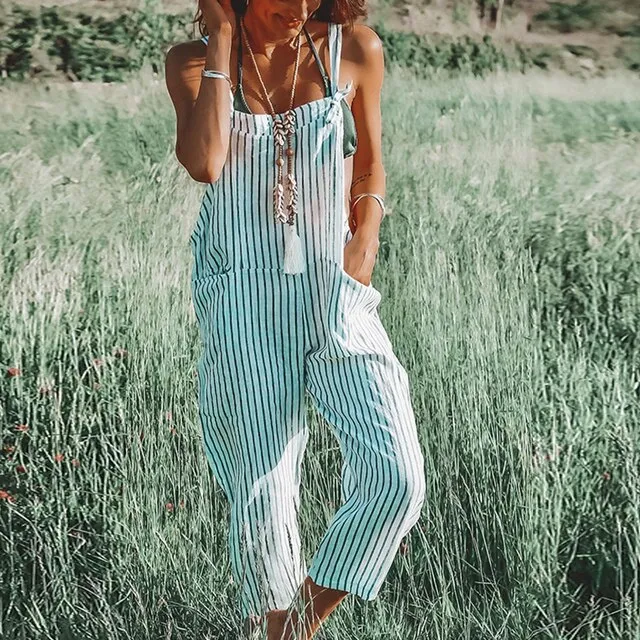 BELLA - Gestreifter Print Lose Jumpsuits
