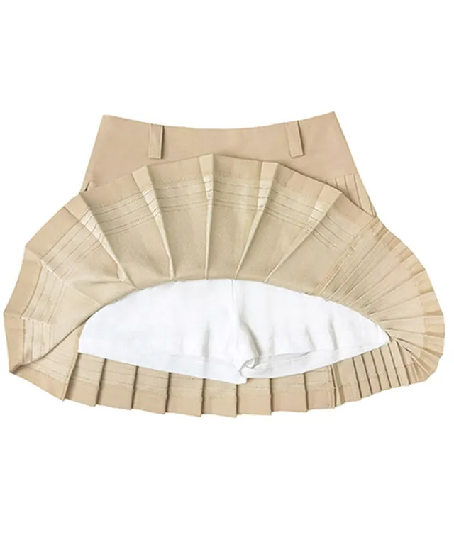 BENECIA 12 Double Line Pleated Skirt - Beige