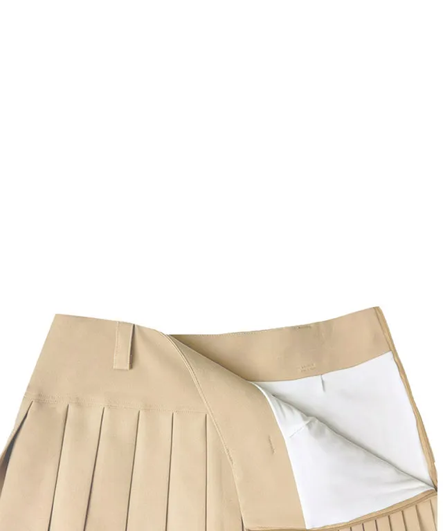 BENECIA 12 Double Line Pleated Skirt - Beige