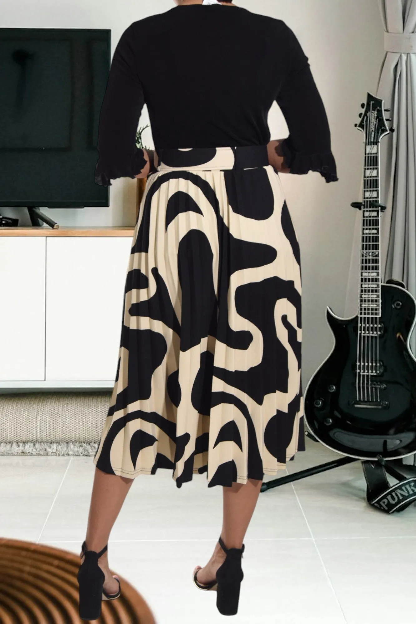 Black And Brown Belted Skirt