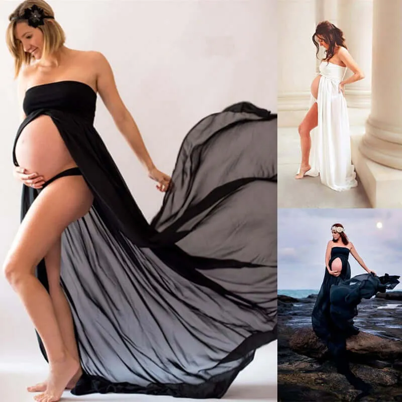 Black White Sexy Maternity Dresses for Photo Shoot Photography Strapless Maxi Dress