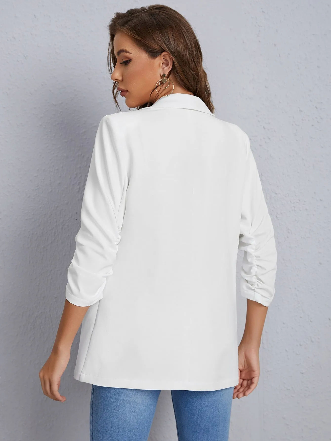 Blazer Blanco Clásico de Primavera para Mujeres