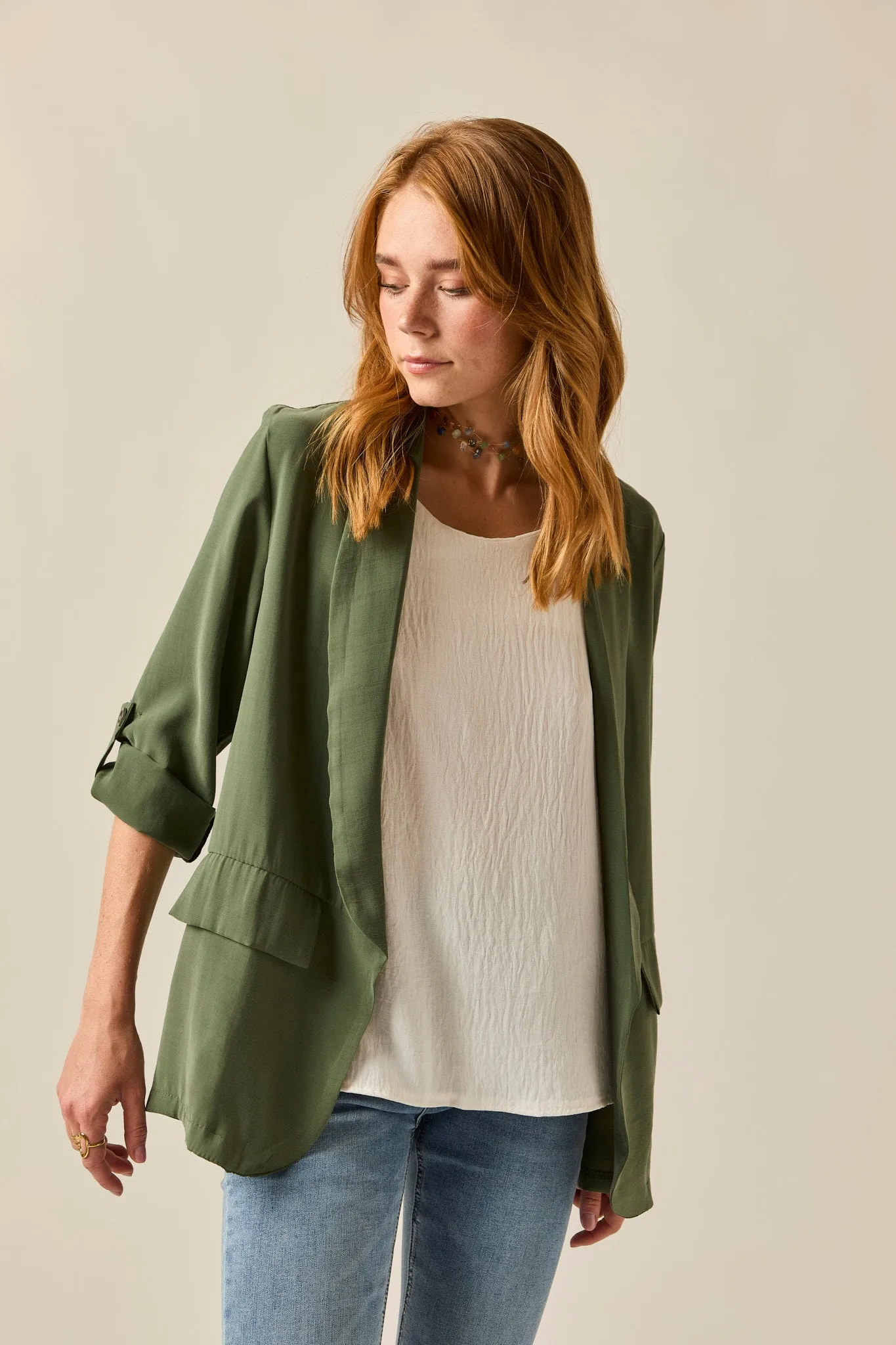 Blazer básica verde kaki