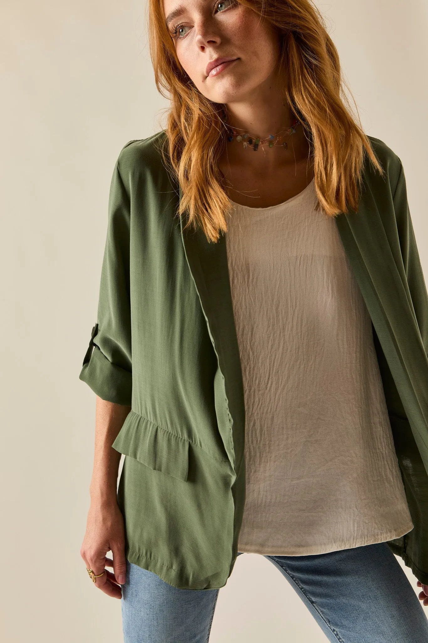 Blazer básica verde kaki