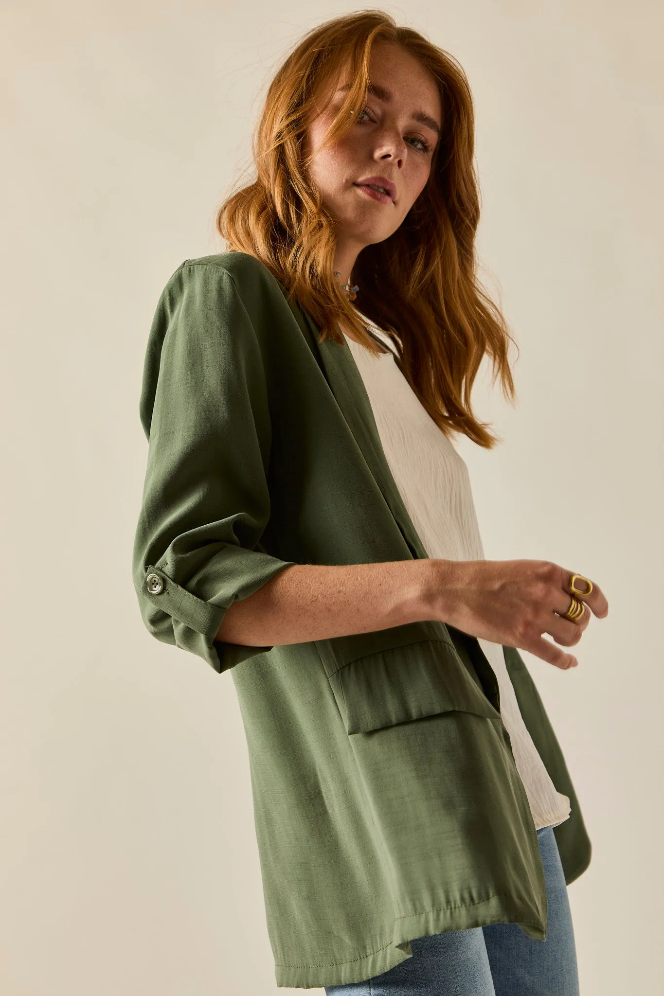 Blazer básica verde kaki