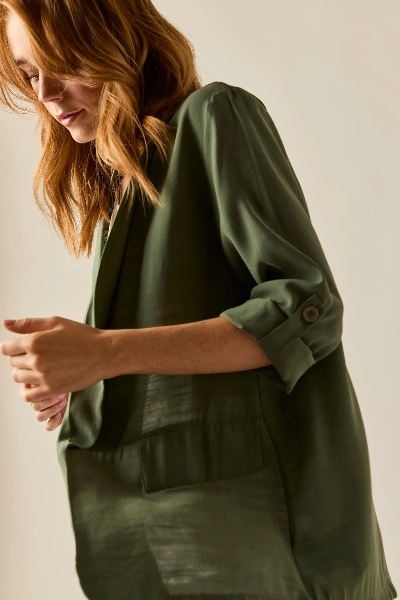 Blazer básica verde kaki
