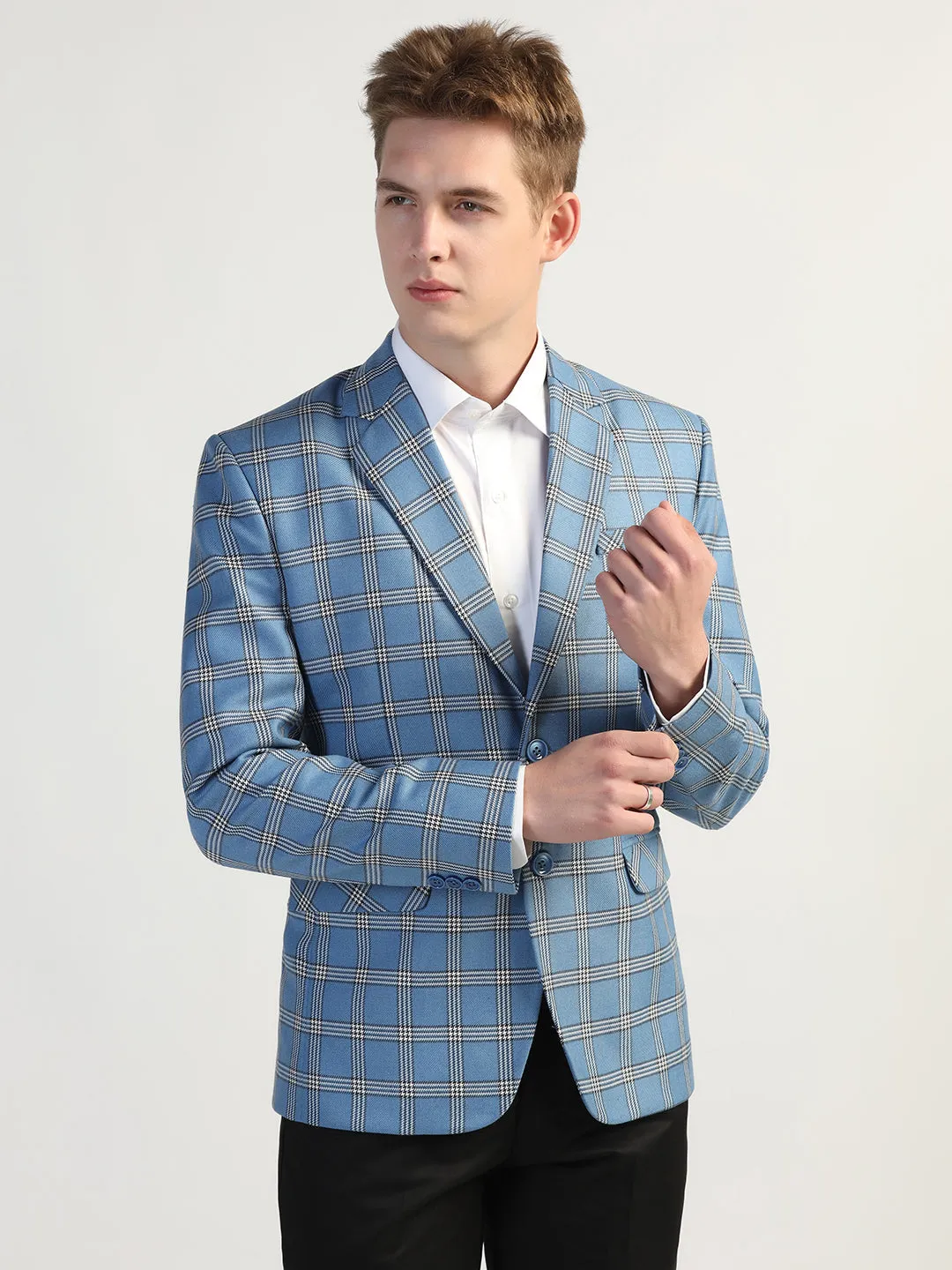 Blue Checked Tweed Blazer