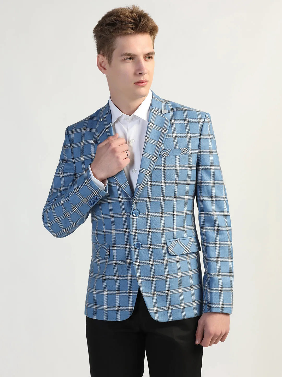 Blue Checked Tweed Blazer
