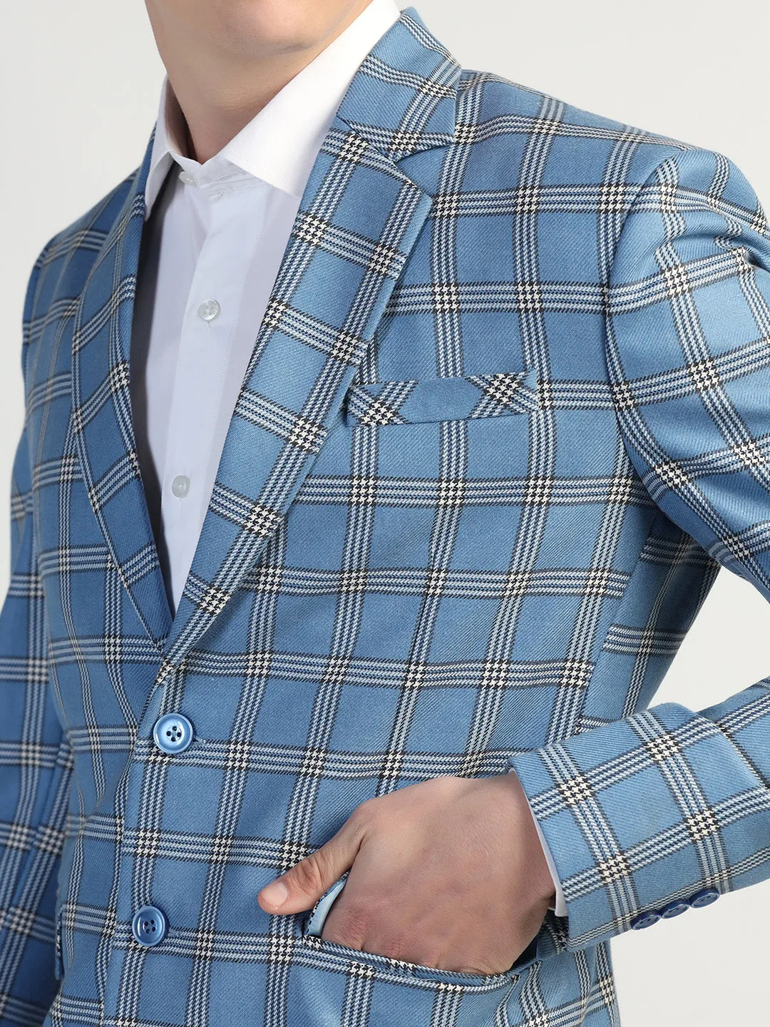 Blue Checked Tweed Blazer