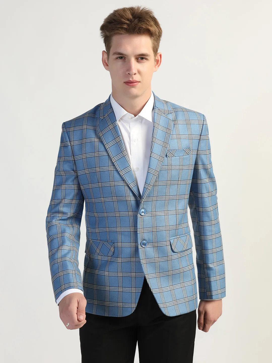Blue Checked Tweed Blazer