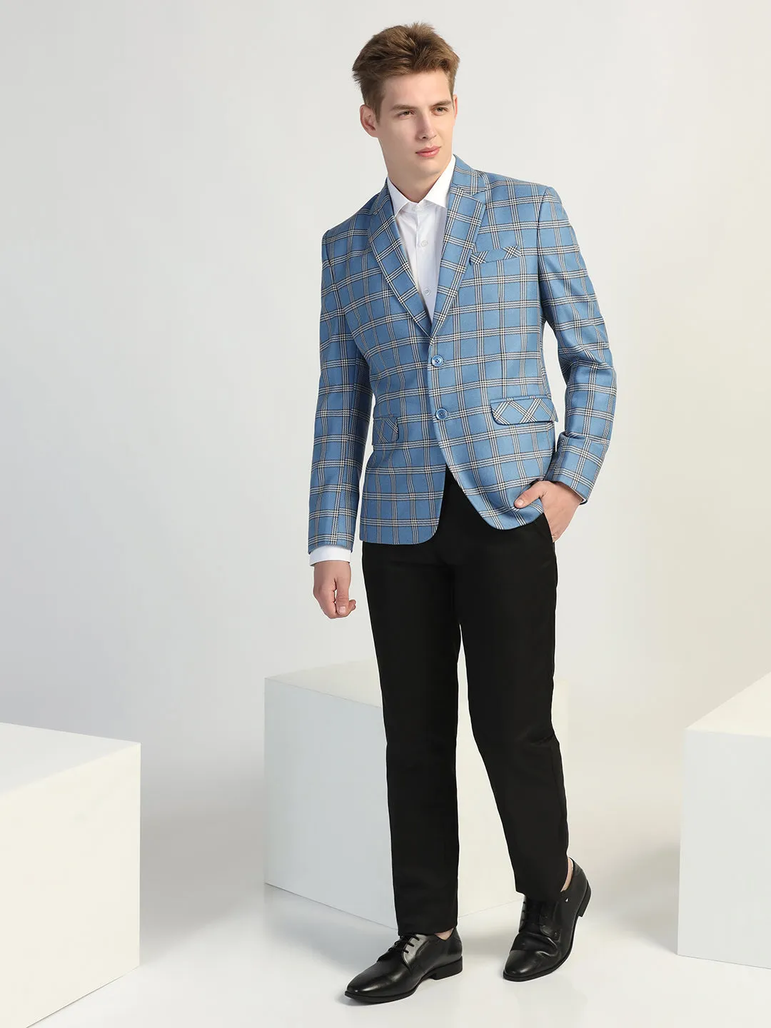 Blue Checked Tweed Blazer