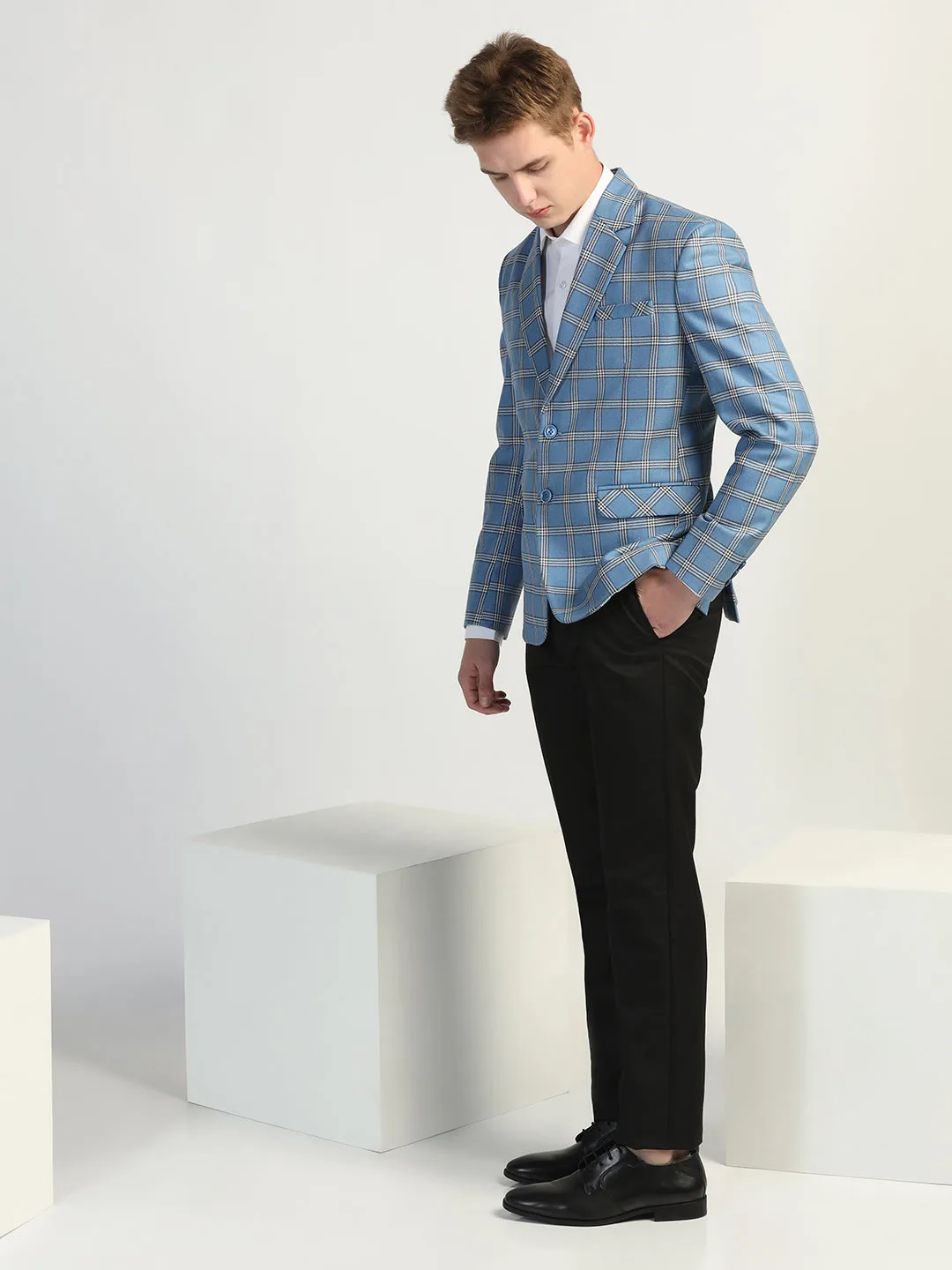 Blue Checked Tweed Blazer