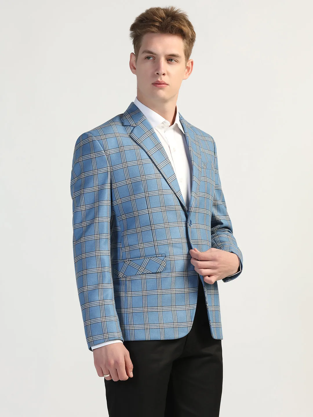 Blue Checked Tweed Blazer