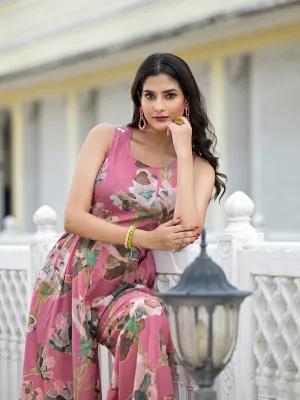 Blush Pink Blown Out Floral Jumpsuit