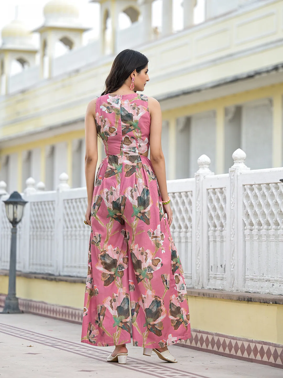 Blush Pink Blown Out Floral Jumpsuit