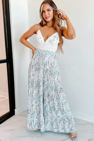 Bo Patterned Crochet Lace Wide Leg Jumpsuit (Blue Multi)