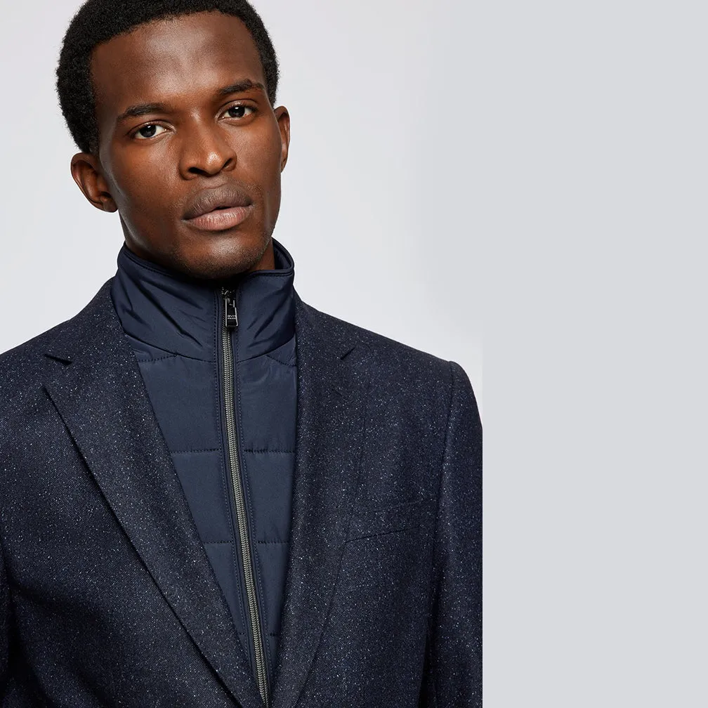 Boss Slim-fit tweed jacket with detachable padded inner