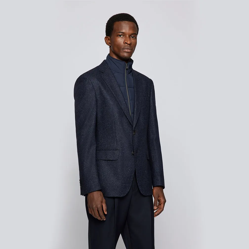 Boss Slim-fit tweed jacket with detachable padded inner