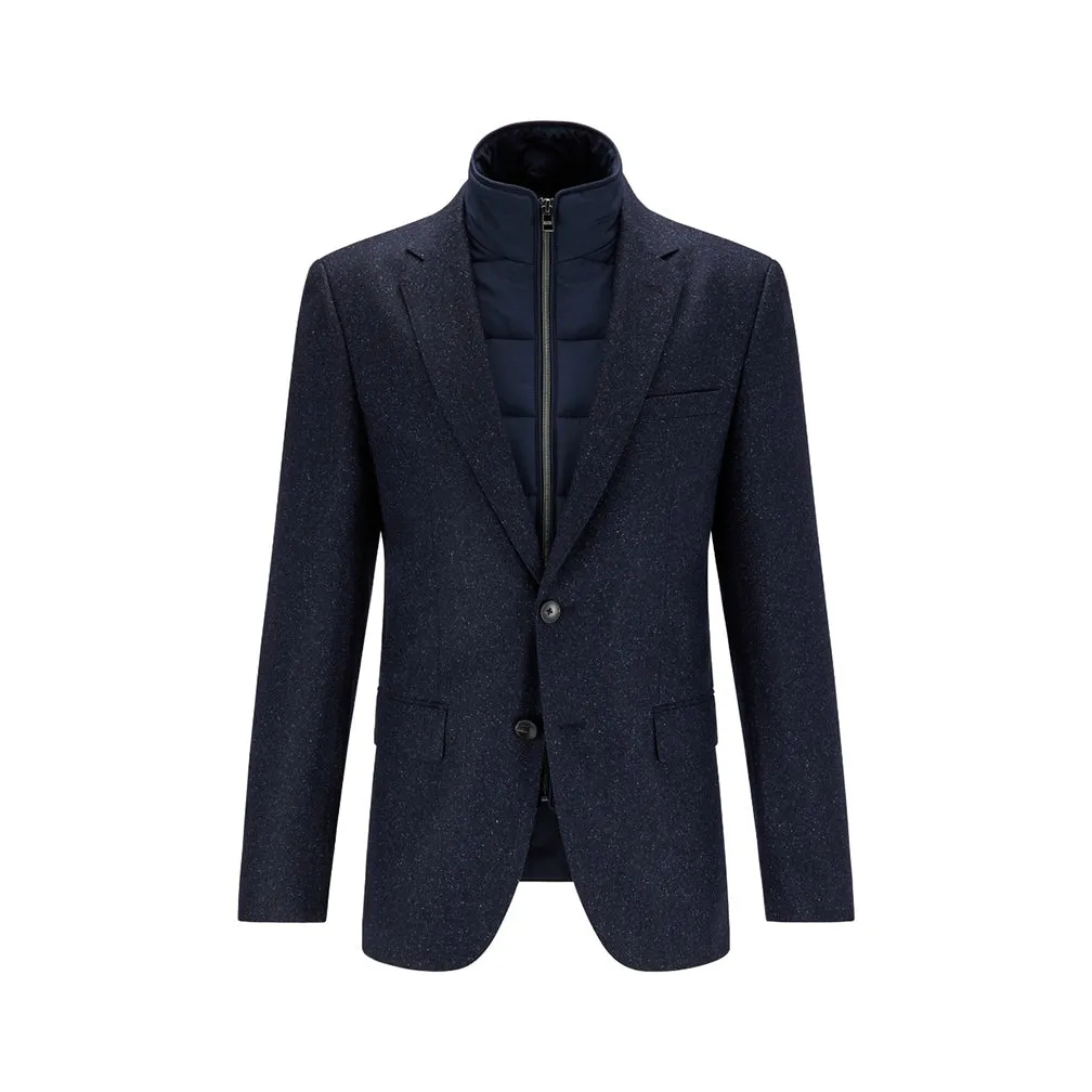 Boss Slim-fit tweed jacket with detachable padded inner