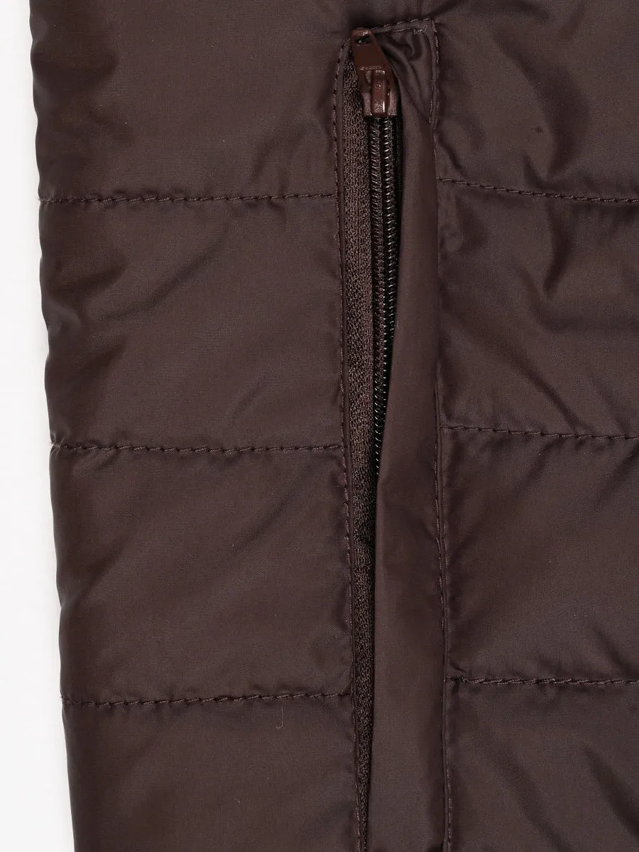 Brown Sleeveless Puffer Gilet Jacket
