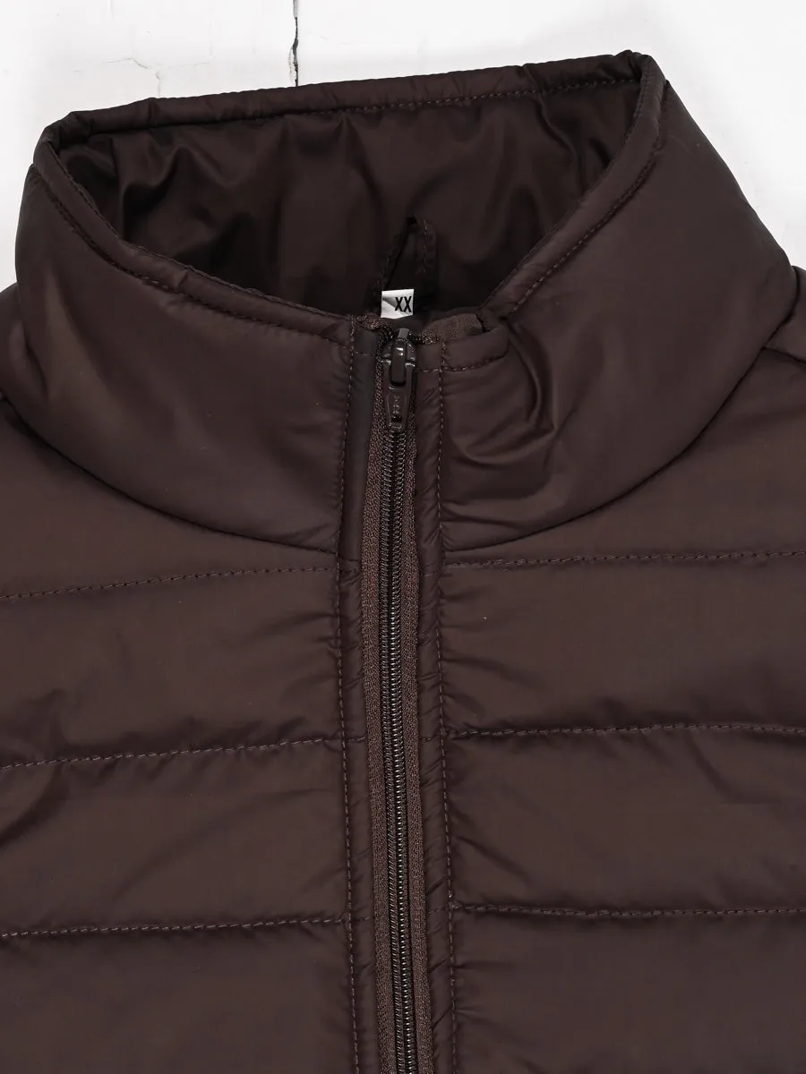 Brown Sleeveless Puffer Gilet Jacket
