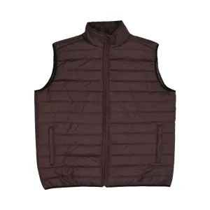 Brown Sleeveless Puffer Gilet Jacket
