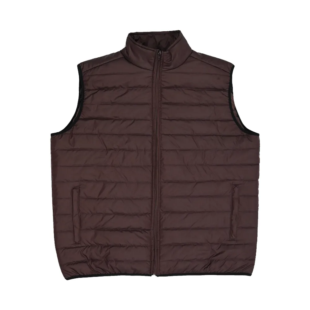 Brown Sleeveless Puffer Gilet Jacket