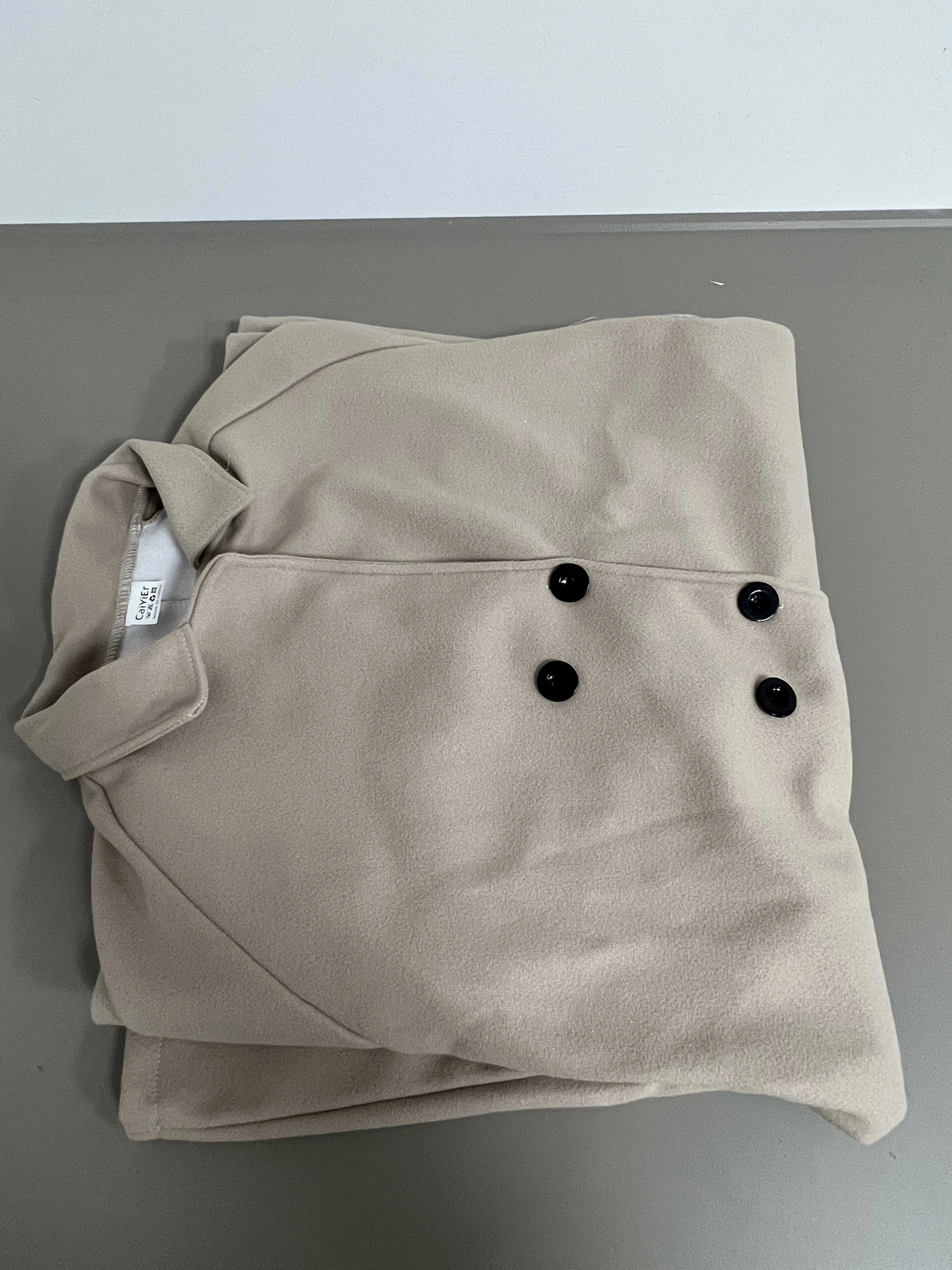 CaiYiEr Top Coats Womens Notched Lapel Collar Double Breasted Pea Coat Winter Wool Blend Over Coats Long Jackets