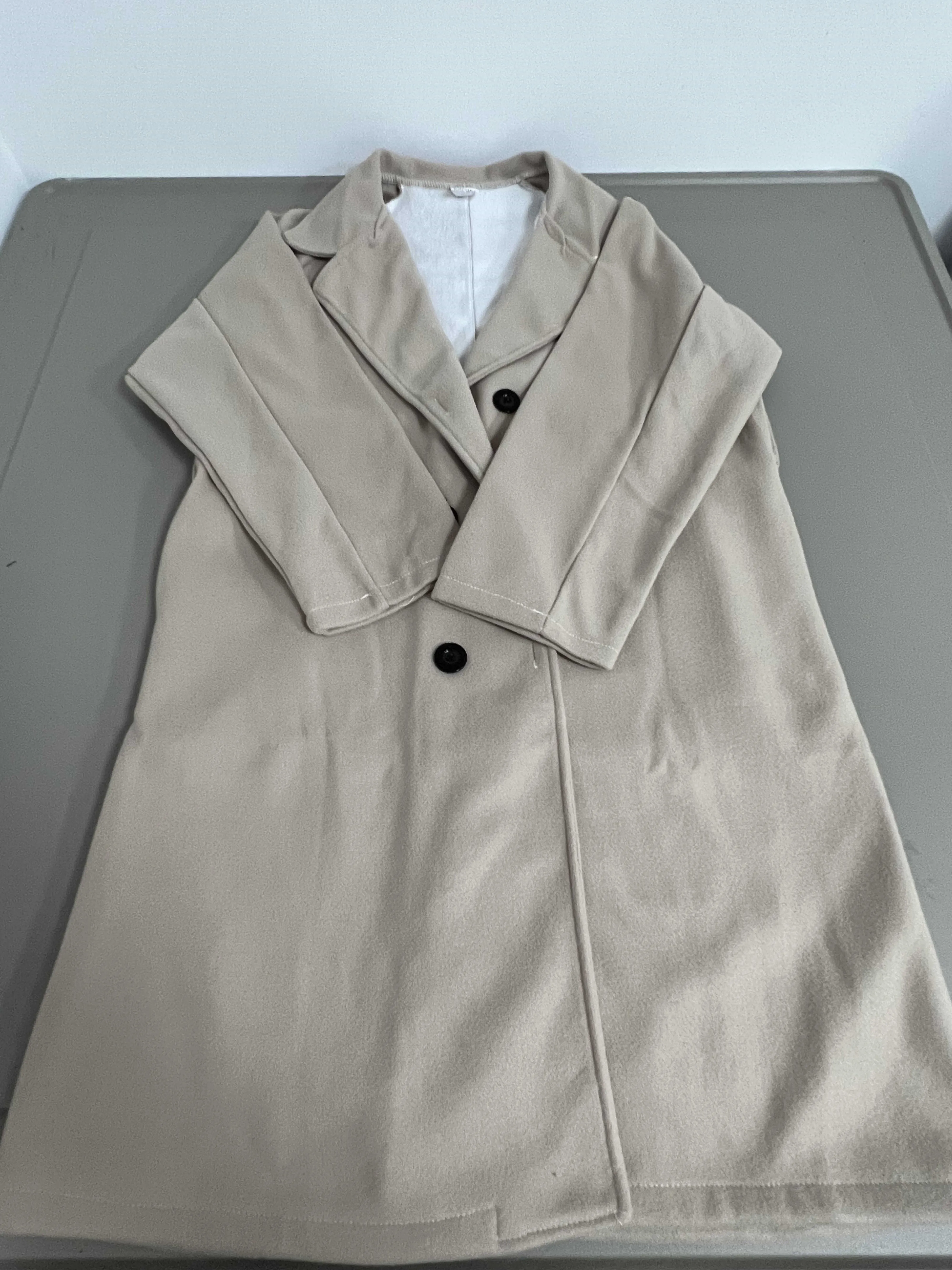 CaiYiEr Top Coats Womens Notched Lapel Collar Double Breasted Pea Coat Winter Wool Blend Over Coats Long Jackets