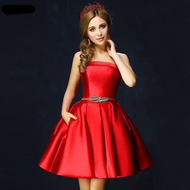 Candy Color Strapless Mini Cocktail Dress