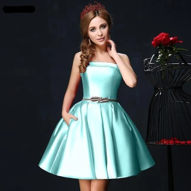 Candy Color Strapless Mini Cocktail Dress