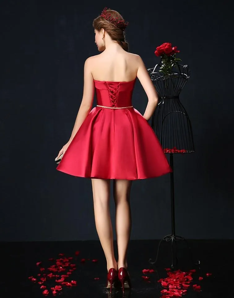 Candy Color Strapless Mini Cocktail Dress