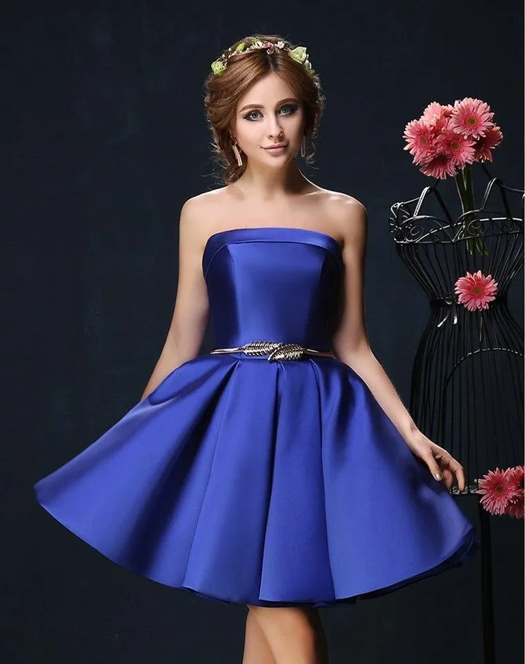 Candy Color Strapless Mini Cocktail Dress