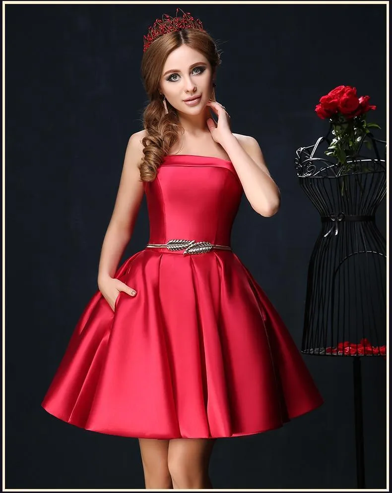 Candy Color Strapless Mini Cocktail Dress