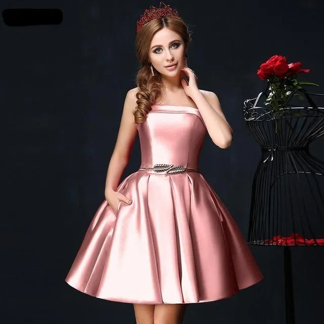 Candy Color Strapless Mini Cocktail Dress