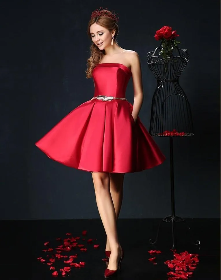 Candy Color Strapless Mini Cocktail Dress