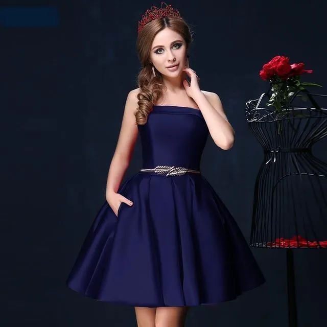 Candy Color Strapless Mini Cocktail Dress
