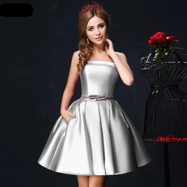 Candy Color Strapless Mini Cocktail Dress