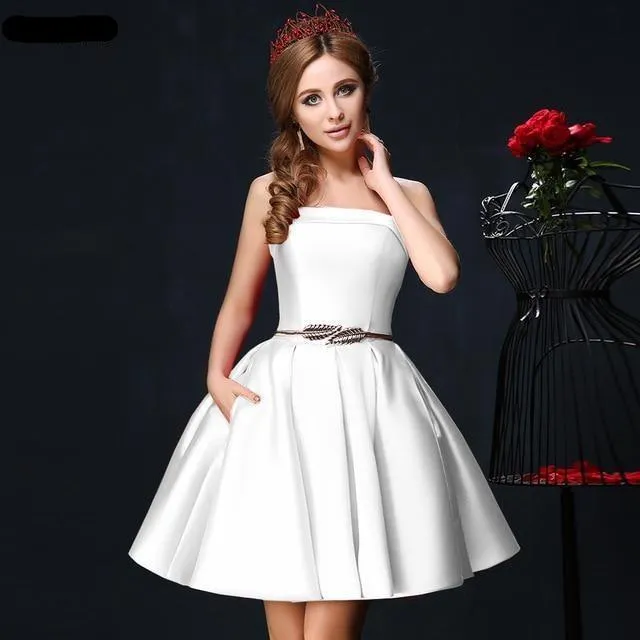 Candy Color Strapless Mini Cocktail Dress